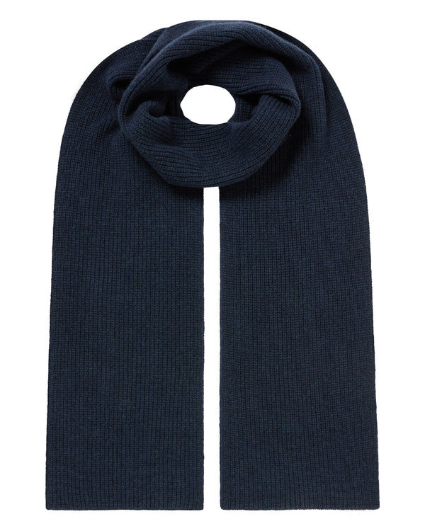 N.Peal Unisex Ribbed Cashmere Scarf Indigo Blue