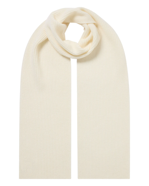 N.Peal Unisex Ribbed Cashmere Scarf New Ivory White