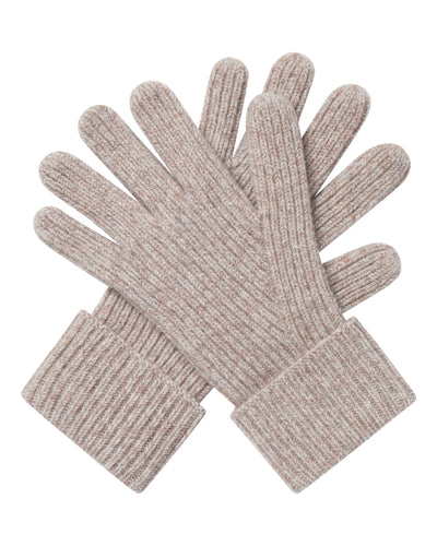 N.Peal Men's Ribbed Cashmere Gloves Basilica Beige Brown Marl