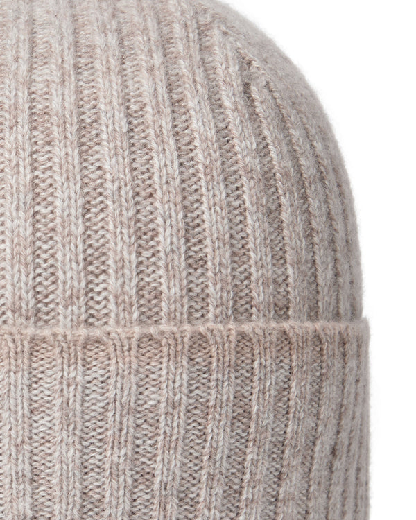 N.Peal Unisex Chunky Rib Contrast Cashmere Hat Basilica Beige Brown
