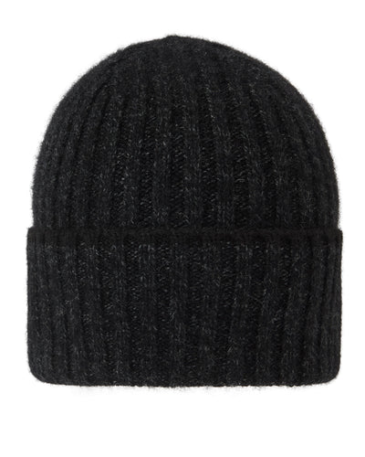 N.Peal Unisex Chunky Rib Contrast Cashmere Hat Charcoal Grey Melange