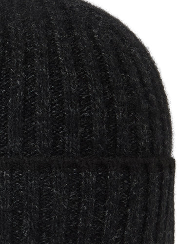 N.Peal Unisex Chunky Rib Contrast Cashmere Hat Charcoal Grey Melange