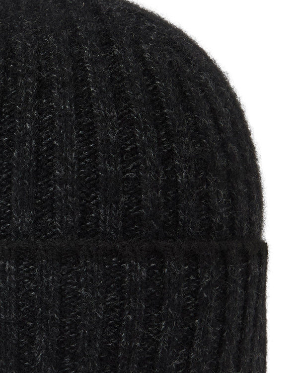 N.Peal Unisex Chunky Rib Contrast Cashmere Hat Charcoal Grey Melange