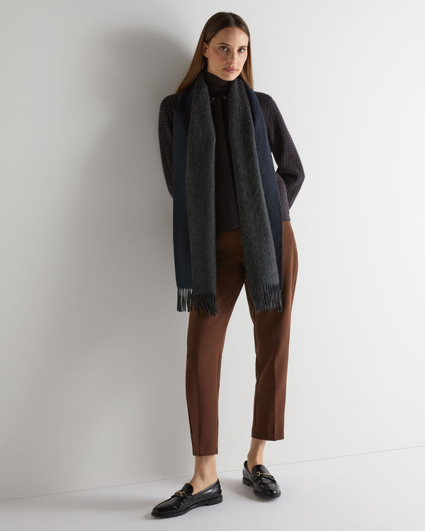 N.Peal Unisex Doubleface Woven Cashmere Scarf Deep Charcoal Grey