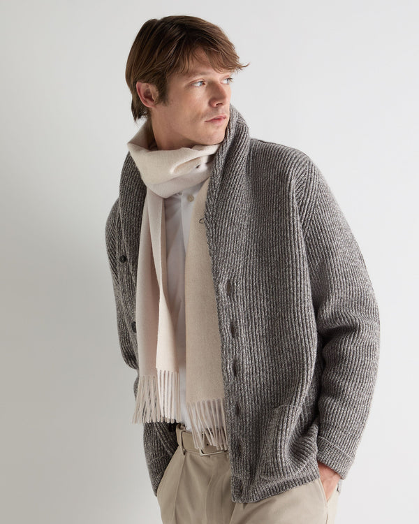 N.Peal Unisex Doubleface Woven Cashmere Scarf Snow Grey