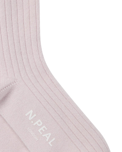 N.Peal Women's Rib Cashmere House Socks Chalk Pink