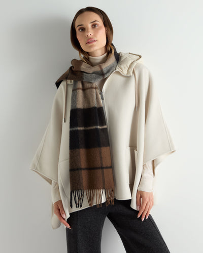 N.Peal Unisex Cashmere Check Scarf Dark Brown Check