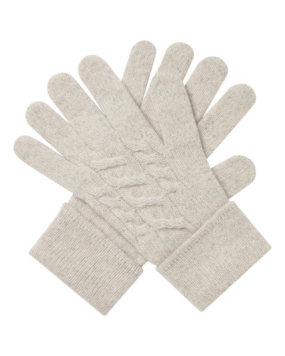 N.Peal Women's Cable Cashmere Gloves Ash Grey Marl