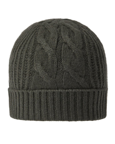 N.Peal Women's Cable Rib Cashmere Hat Arabica Khaki Green