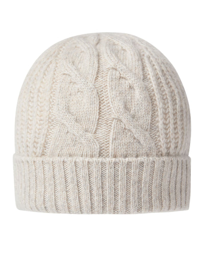 N.Peal Women's Cable Rib Cashmere Hat Ash Grey Marl