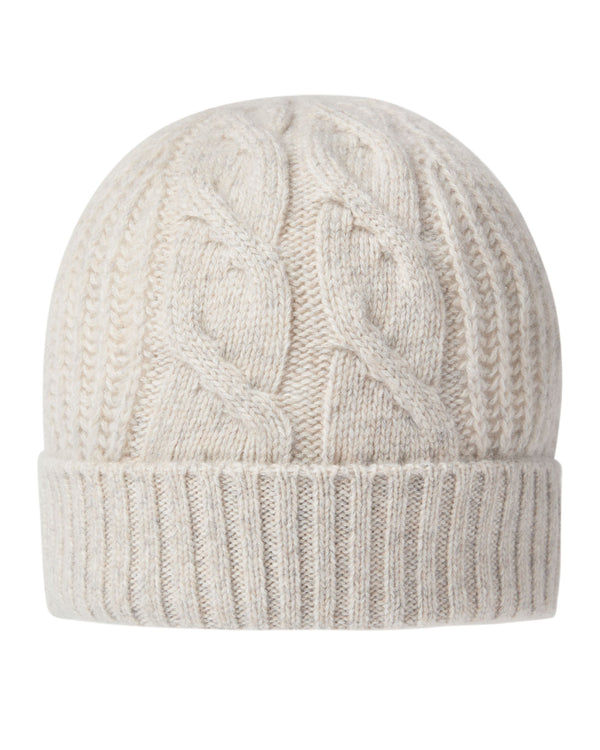 N.Peal Women's Cable Rib Cashmere Hat Ash Grey Marl