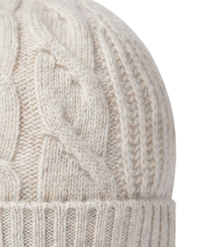 N.Peal Women's Cable Rib Cashmere Hat Ash Grey Marl