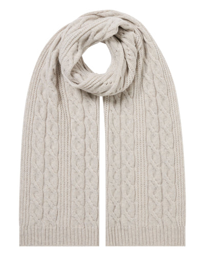 N.Peal Women's Cable Rib Cashmere Scarf Ash Grey Marl
