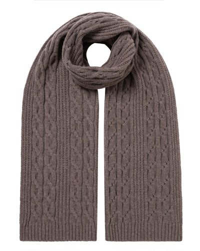 N.Peal Women's Cable Rib Cashmere Scarf Otter Brown