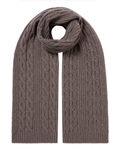 N.Peal Women's Cable Rib Cashmere Scarf Otter Brown
