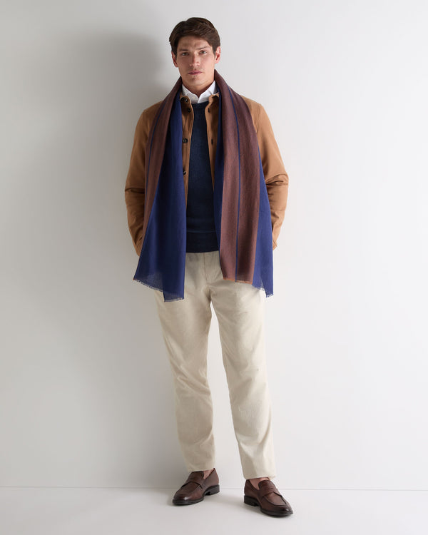 N.Peal Men's Geo Cashmere Pashmina Brown