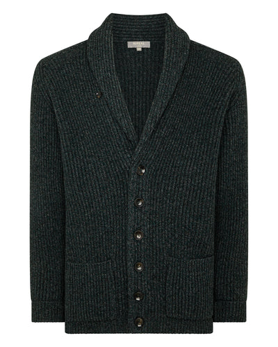 N.Peal Men's Kensington Cashmere Cardigan Green Melange