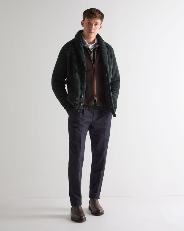 N.Peal Men's Kensington Cashmere Cardigan Green Melange