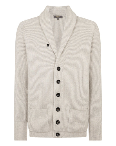 N.Peal Men's Kensington Cashmere Cardigan Ash Grey Marl