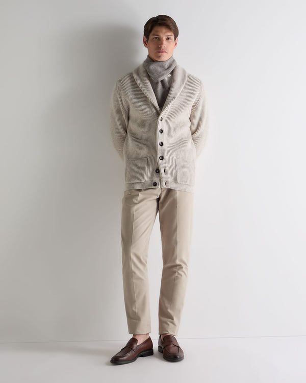N.Peal Men's Kensington Cashmere Cardigan Ash Grey Marl