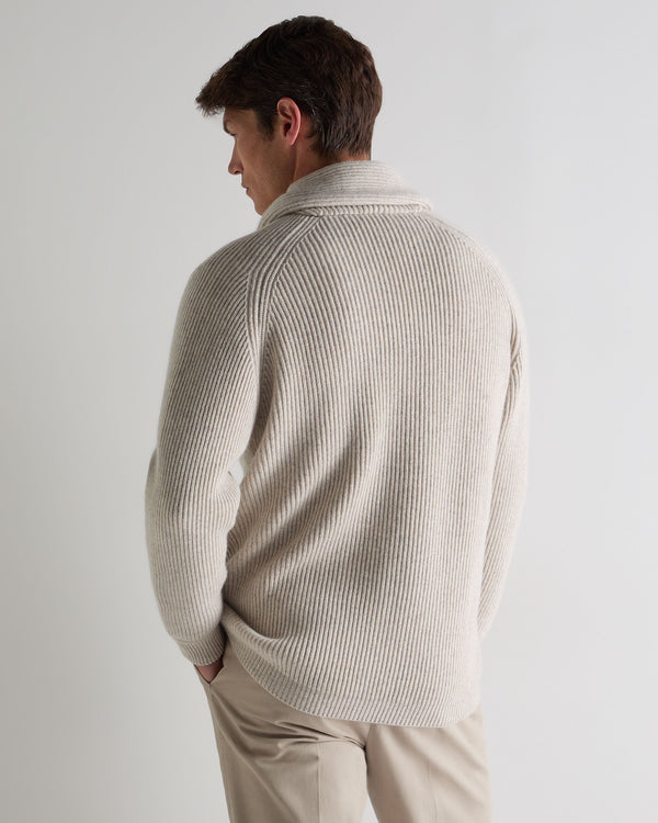 N.Peal Men's Kensington Cashmere Cardigan Ash Grey Marl