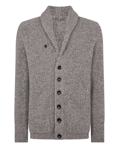 N.Peal Men's Kensington Cashmere Cardigan Soft Truffle Brown Marl