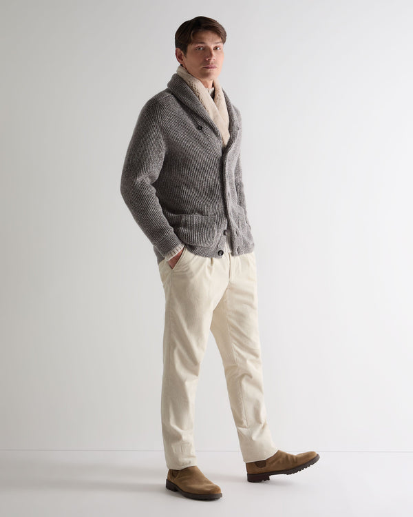 N.Peal Men's Kensington Cashmere Cardigan Soft Truffle Brown Marl