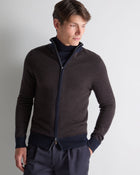 Men's Knightsbridge Full Zip Cashmere Sweater Chocolate Brown