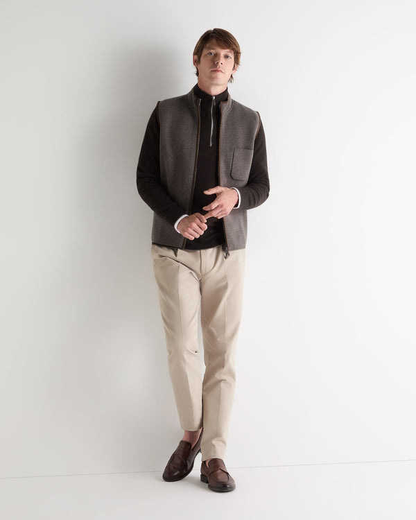 N.Peal Men's Carnaby Half Zip Cashmere Jumper Chocolate Brown