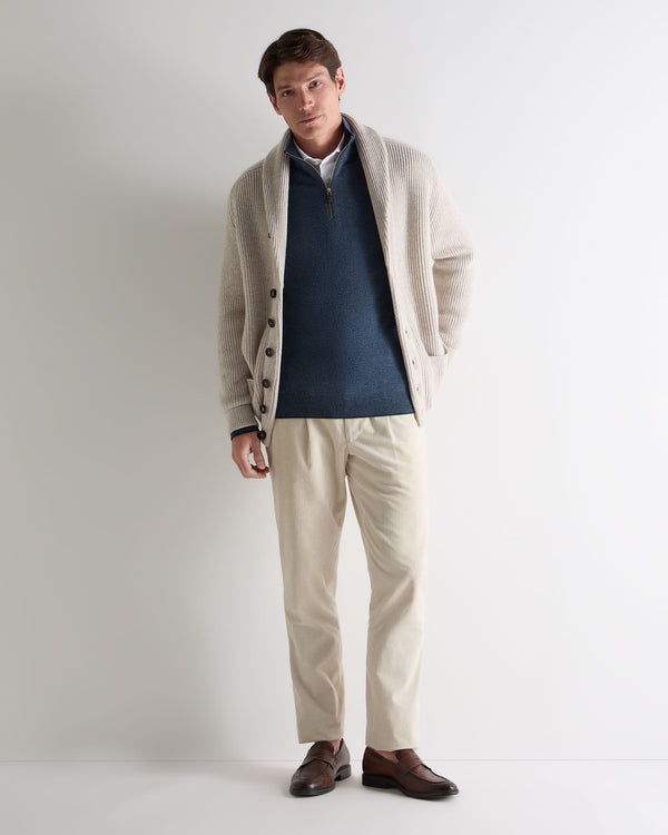 N.Peal Men's Carnaby Half Zip Cashmere Jumper Light Denim Blue
