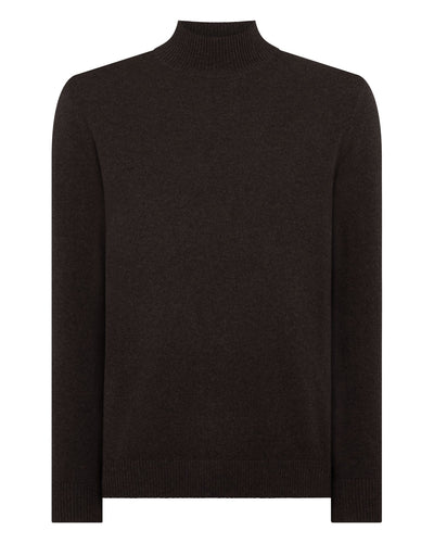 N.Peal Men's Mayfair Turtle Neck Cashmere Jumper Chocolate Brown