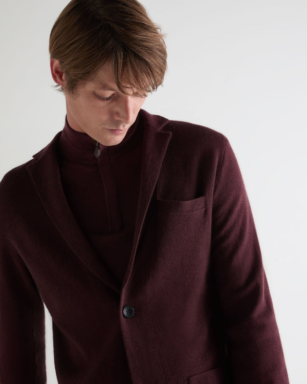 N.Peal Men's Marlborough Fine Gauge Cashmere Jacket Claret Red