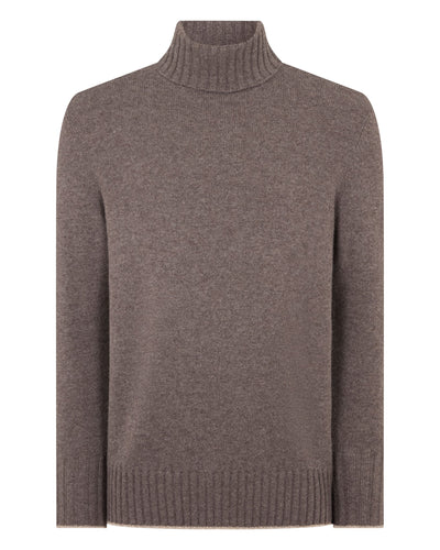 N.Peal Men's Brompton Roll Neck Cashmere Jumper Otter Brown