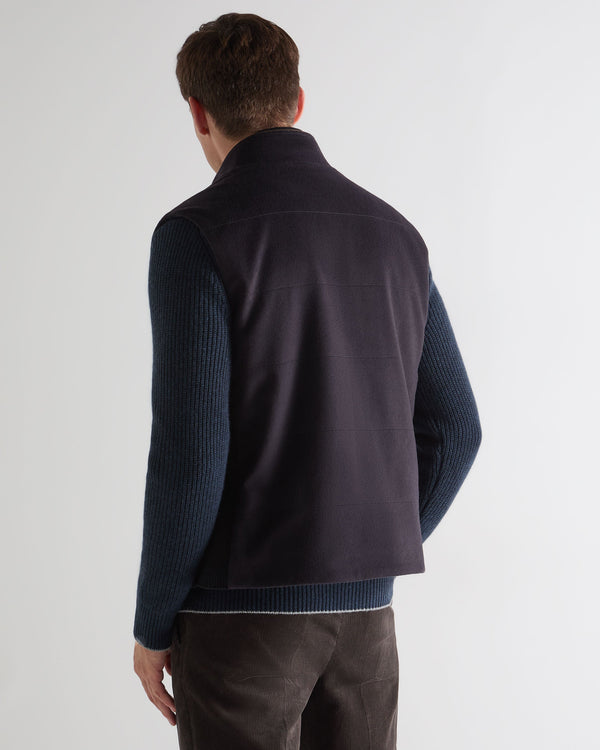 N.Peal Men's Belgravia Quilted Gilet Navy Blue