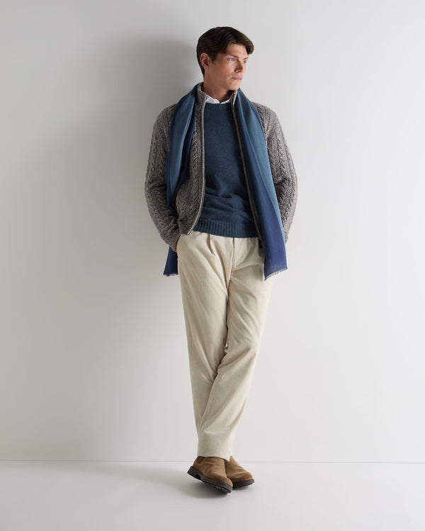 N.Peal Men's Shoreditch Round Neck Cashmere Jumper Light Denim Blue