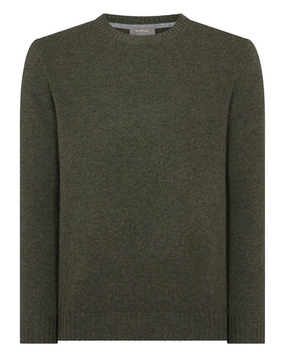 N.Peal Men's Shoreditch Round Neck Cashmere Jumper Moss Green