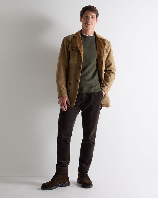 N.Peal Men's Shoreditch Round Neck Cashmere Jumper Moss Green