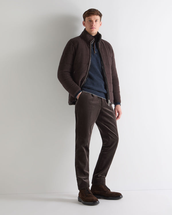 N.Peal Men's Beauchamp Half Button Cashmere Jumper Indigo Blue