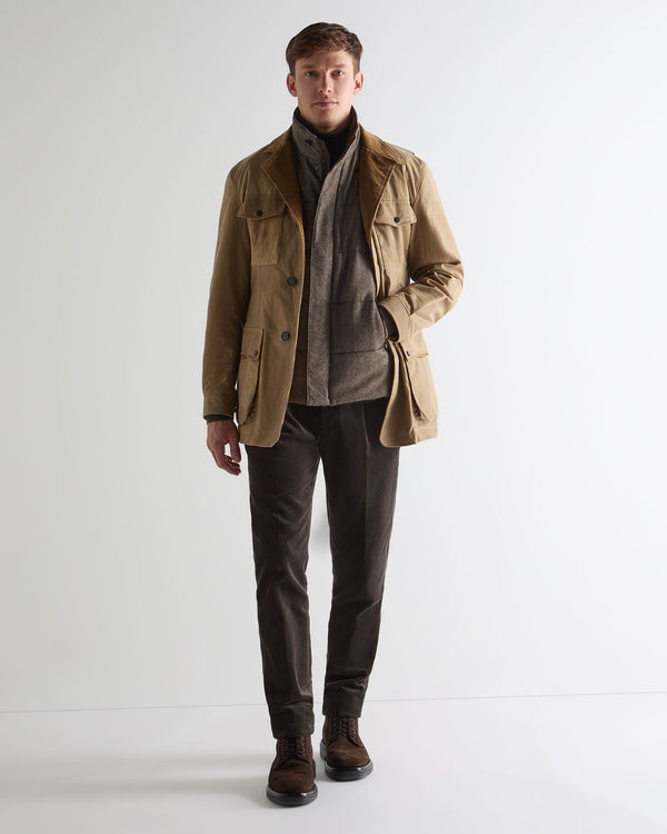N.Peal Men's Vancouver Herringbone Gilet Brown
