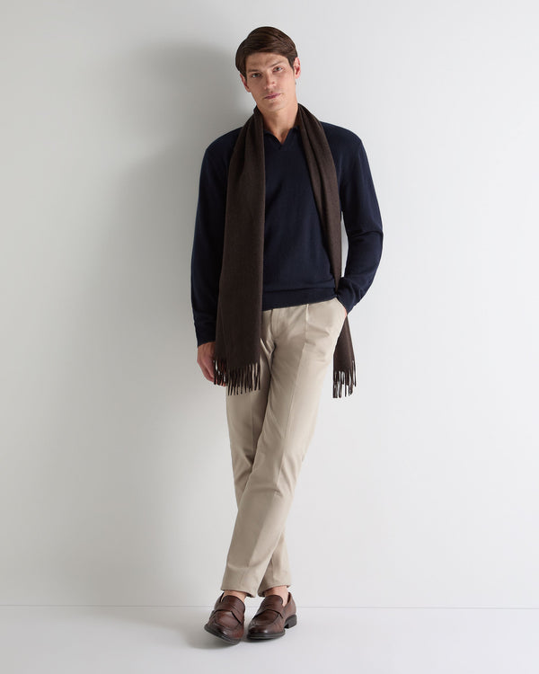 N.Peal Men's Sloane Cashmere Polo Navy Blue