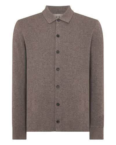 N.Peal Men's Putney Cashmere Polo Shirt Otter Brown