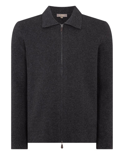 N.Peal Men's Milano Cashmere Shirt Deep Charcoal Grey