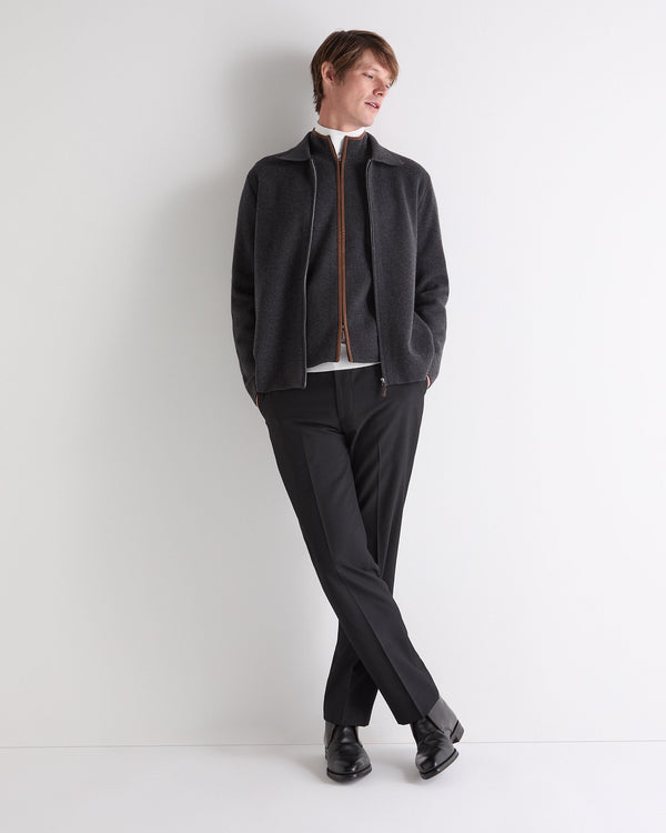 N.Peal Men's Milano Cashmere Shirt Deep Charcoal Grey