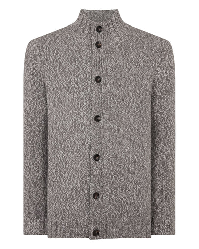 N.Peal Men's Button Through Marl Cashmere Cardigan Soft Truffle Brown Marl