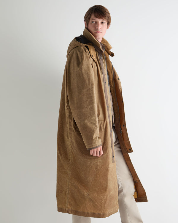 N.Peal Men's Wax Riding Coat Taupe Brown