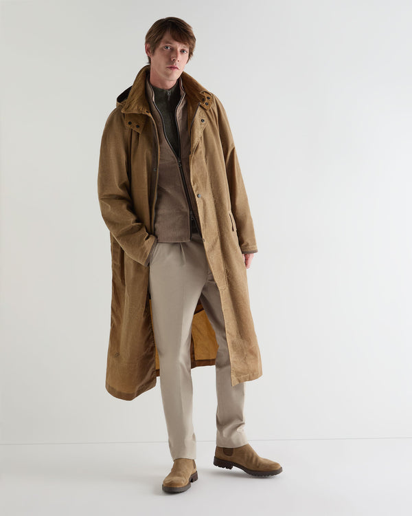 N.Peal Men's Wax Riding Coat Taupe Brown
