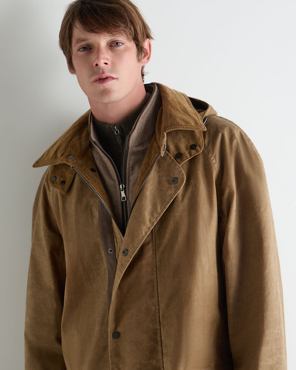 N.Peal Men's Wax Riding Coat Taupe Brown