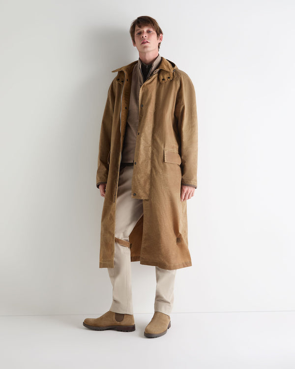 N.Peal Men's Wax Riding Coat Taupe Brown