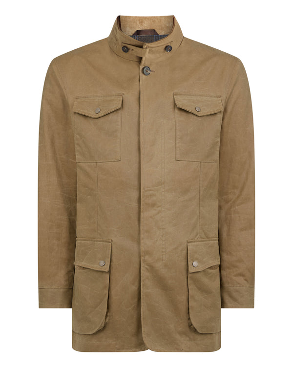 N.Peal Men's Wax Jacket Taupe Brown