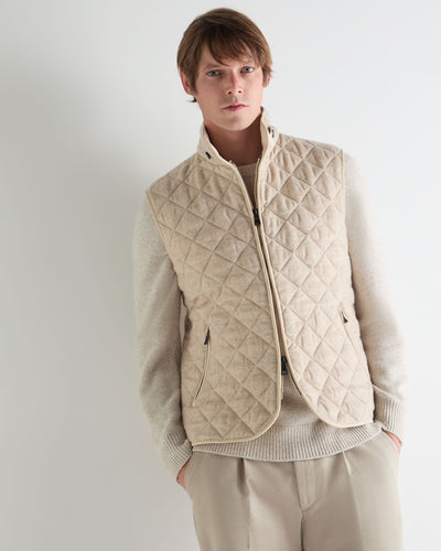 N.Peal Men's Diamond Gilet Beige Brown